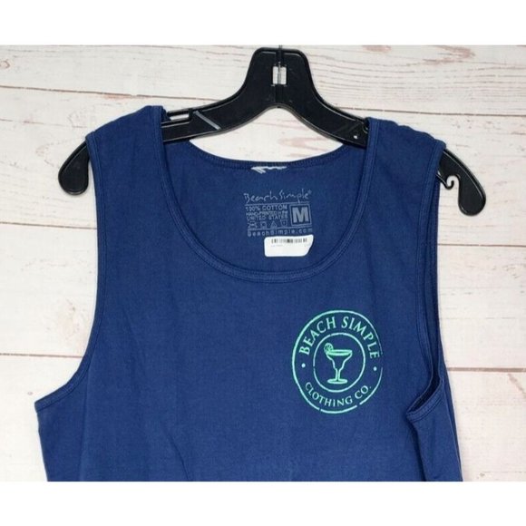 Beach Simple Clothing Co. Graphics Blue Cotton Tank Top - Picture 5 of 10